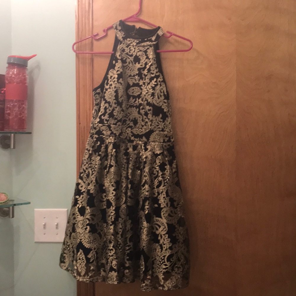 Black and gold homecoming dress